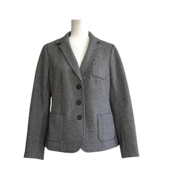 Talbots Blazer Jacket Gray Wool Blend Button Front Pockets Blazer Size 10 - Picture 12 of 12